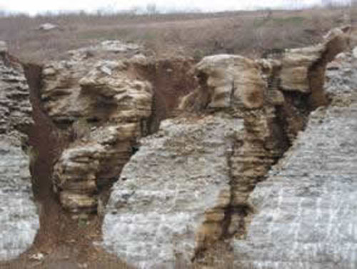 Boone Formation at Bella Vista exhibiting karstic weathering