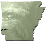 Gulf Coastal Plain in southwest Arkansas, parts of Pike, Howard, and Sevier Counties; Texas, Oklahoma, Louisiana